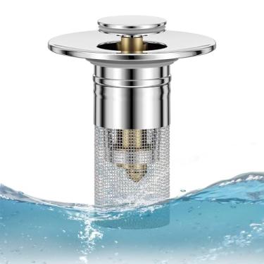 Imagem de TANTASY Tampa De Ralo Para Pia Banheiro, Substituição Universal, Pop-Up Com Filtro Aço Inoxidável, Coletor Cabelo, 1,1-1,45"