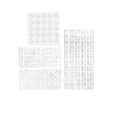 Imagem de CASAMAX Protetores De Porta Armário Silicone, 165 Peças, Forte, Sortido, Redondo, Quadrado, Vários Diâmetros, Autoadesivo, Transparente, Gaveta Para Armários Cozinha, Tábuas Corte, Porta-Retratos