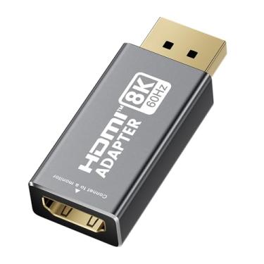 Imagem de XAOSUN Adaptador DisplayPort para HDMI 8K a 60Hz, adaptador unidirecional DP para HDMI, porta de exibição banhada a ouro 1.4 para HDMI 2.1 compatível com monitores, HDTV, AMD, NVIDIA, GPU, projetor