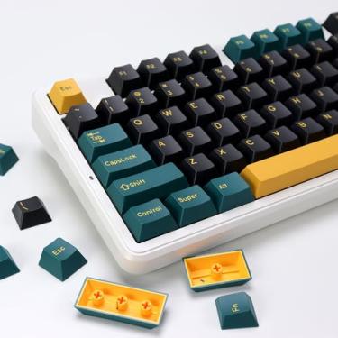 Imagem de KBDiy Conjunto de teclas MarrsGreen PBT Double Shot, 176 teclas, verde escuro, teclas personalizadas, 60% de perfil cereja para teclado mecânico 61/64/68/84/87/100/104/108