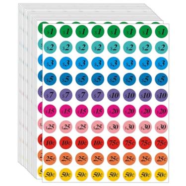 Imagem de HUKXDGXY Adesivos removíveis de venda de garagem, adesivos de preço de venda de 2500 jardas, etiquetas adesivas redondas pré-impressas de 3/4 polegadas para mercados de pulgas, feiras e varejo