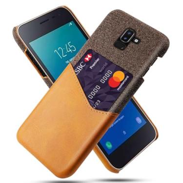 Imagem de Capa para Samsung Galaxy J8 2018,Tela e tampa de couro PU,Anti-deslizante,Resistência à impressão digital,Caso de proteção de 360°com 1 slot de cartão atrás-Brown