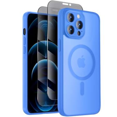 Imagem de Symcele Capa projetada para iPhone 12 Pro Max, compatível com MagSafe, com protetores de tela de privacidade X2, [proteção da câmera] [proteção contra quedas militares] capa de telefone à prova de