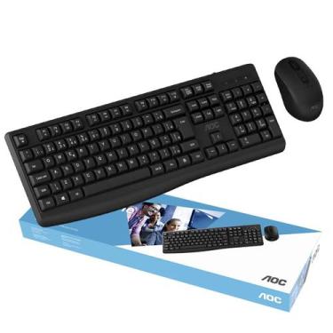 Imagem de Kit Teclado E Mouse Sem Fio Aoc C/ Ç Ergonomico Lançamento