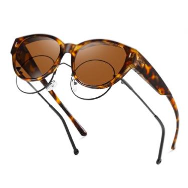 Imagem de kimorn Óculos de sol com ajuste polarizado para mulheres e homens, óculos escuros modernos de gato para dirigir e andar, Carapaça de tartaruga/marrom