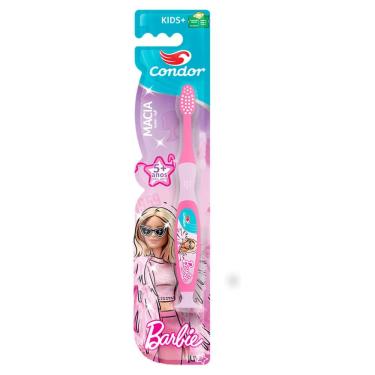 Imagem de Escova Dental Macia com Limpador de Língua e Ventosa Barbie Condor Kids+ Cabeça P