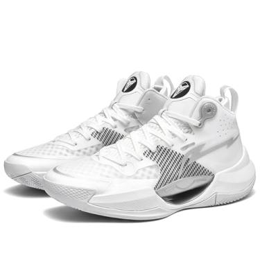 Imagem de Novetra Tênis de basquete esportivo masculino cano alto, antiderrapante e com absorção choque, malha respirável cadarços leves(White,41 BR)
