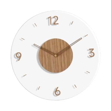 Imagem de Generic Relógio de parede de madeira acrílico, relógio de parede, decoração para casa, decorativo, movimento silencioso para sala de jantar, casa de fazenda, Redondo