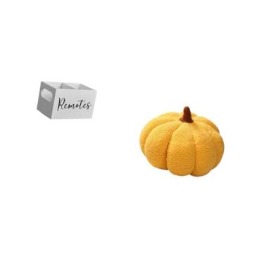Imagem de Fenteer Suporte de Controle Remoto de Madeira Retrô E Organizador de Travesseiros de Pelúcia de Abóbora de Halloween para Sofá-cama, Mesa de Cabeceira, Decora
