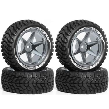 Imagem de WLYEJEA Aluminum Alloy 1/10 On-Road Rally Wheel Tires 2.95" OD Rubber Tyres&6-Spoke Rim 12mm Hex for 1/10 Tamiya TT01 TT02 XV02 XV01 WLtoys HSP Kyosho WR8 RedCat Sakura HPI