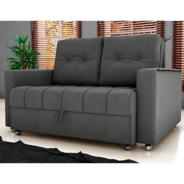 Imagem de Sofá Cama 2 Lugares Yago Veludo Maserati Chumbo