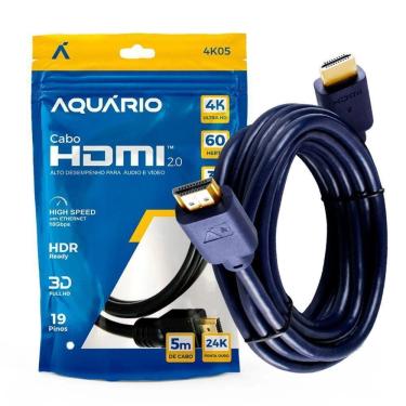 Imagem de Cabo Hdmi Aquario 2.0 4K 3D 19 Pinos 5 Metros - 4K05