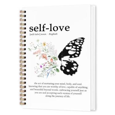 Imagem de nvucamd Caderno de borboleta floral inspirador para mulheres, caderno espiral de amor próprio, saúde mental, cadernos motivacionais para mulheres e meninas, presentes positivos de material escolar de