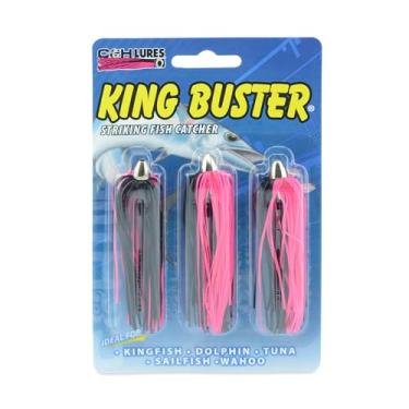 Imagem de C&H Lures, Isca King Buster, saia preta/rosa, cabeça de 1/226.8 g, 6.3 cm, 3 peças