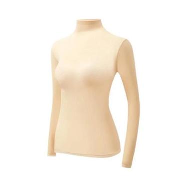 Imagem de Camiseta Térmica Feminina De Manga Longa Com Alta Elasticidade E Gola 