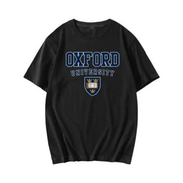 Imagem de Camiseta Unissex Estampada Da Universidade De Oxford, Verão, Manga Cur