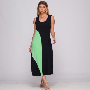 Imagem de Vestido Midi Alça Larga Regata com Recorte B’Bonnie Lady /Verde-Feminino