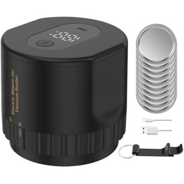 Imagem de Seladora a vácuo elétrica recarregável com tela de LED, máquina seladora de conservas para frascos regulares de boca larga, ferramenta portátil de preservação de alimentos domésticos com tampas