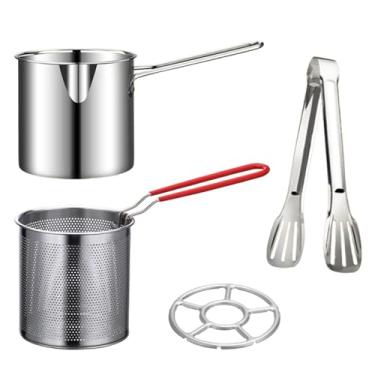 Imagem de Fritadeira Profunda Panela Para No Fogão Inclui Pinça Para Alimentos Escorredor E Suporte Aplicável A Batatas fritas E Asas De Frango Utensílios De Cozinha