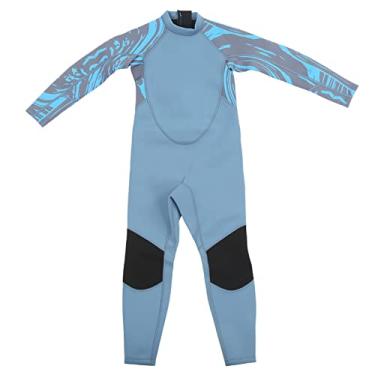 Imagem de Fato de mergulho infantil de uma peça Fato de mergulho infantil para surf, mergulho com snorkel, caiaque, neoprene confortável, resistente a UV, design de zíper durável para (M)