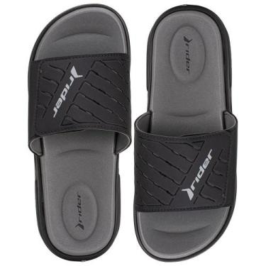 Imagem de Chinelo masculino slide r soft plus rider 12529, Preto, Cinza, 41
