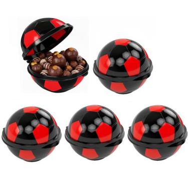 Imagem de 5 Potes Lembrança Festa Infantil Bola de Futebol Rubro Negro - Plasúti