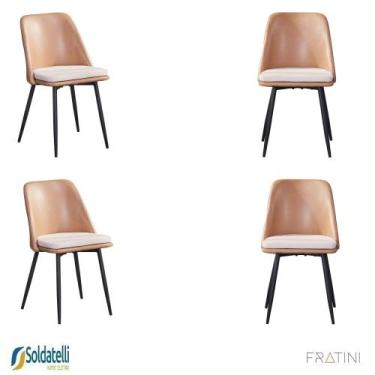 Imagem de Kit 4 Cadeiras Quebec PU Caramelo e Grafite - Fratini, Caramelo