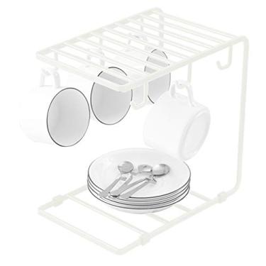 Imagem de Suporte para Porta-Canecas com 6 Ganchos Rack de Canecas Café Display Copo Apoio Armazenamento em Casa Organizador Balcão