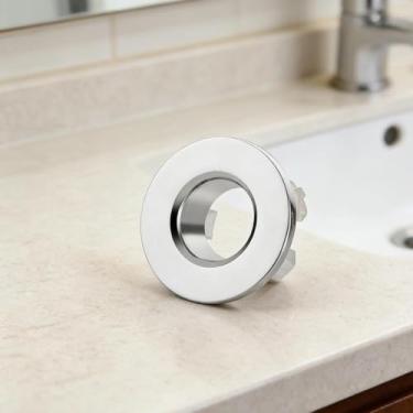 Imagem de 1 anel de transbordamento de pia, tampa de furo de transbordamento, acessórios de drenagem de lavatório de mão, adequado para banheiro, decoração de pia de cozinha (prata)