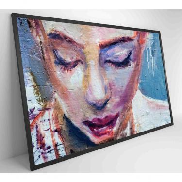 Imagem de Quadro Pintura Rosto Feminino Medidas 120x80 Cm Impressão Tecido Canvas