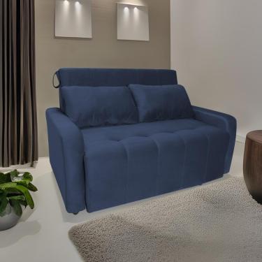 Imagem de Sofá Cama Para Sala De Estar Amora New Suede - Azul Azul