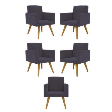 Imagem de Kit 05 Cadeiras Poltronas Decorativa - Escritório - Recepção Cor:cinza