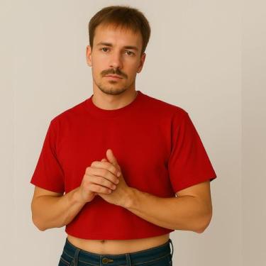 Imagem de Cropped Masculino 100% Algodão Oversized - RM Fabricacao, Vermelho, G