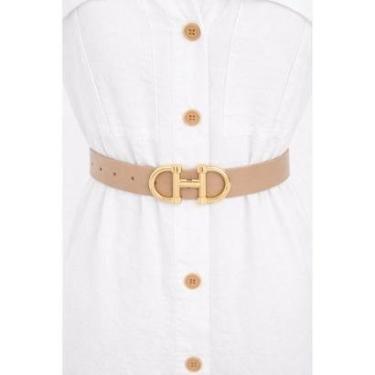 Imagem de Cinto Fivela Dupla D Bell Outelet Fashion Bege-Feminino