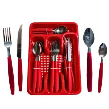 Imagem de Jogo de Talheres Premium Faqueiro Inox 25 Peças Moderno com Seporte Ga
