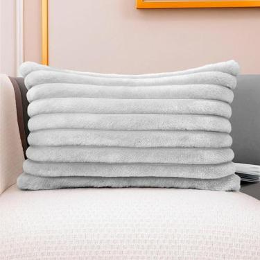 Imagem de Almofada Retangular Luxo Soft Wave Decoração Sofá Sala Cama Prata 30x5