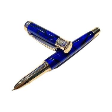 Imagem de Caneta-tinteiro De Resina Acrílica Azul, Irídio, 0,38 Mm, Acabamento E