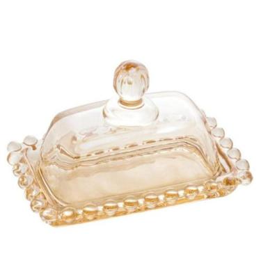 Imagem de Manteigueira de Cristal Pearl ÂMBAR 11x7x7 - Wolff