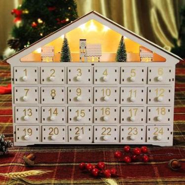 Imagem de Calendário do Advento MorTime LED de 24 dias com casa na árvore de Nat