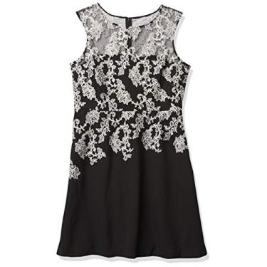 Imagem de ELLEN TRACY Vestido feminino de crepe para ocasiões, Preto/branco, 36