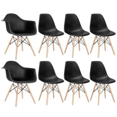 Imagem de Conjunto 2 X Cadeiras Eames Daw Com Braços + 6 Cadeiras Eiffel Dsw - L