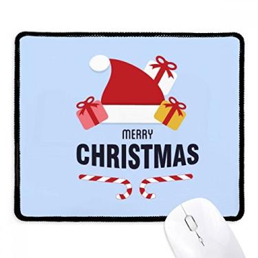 Imagem de Feliz Natal Papai Noel boné Mousepad borda costurada tapete de borracha para jogos