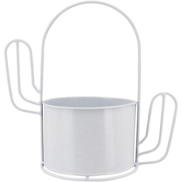 Imagem de Garden Cachepô 23X24X13Cm Metal Branco Cacto