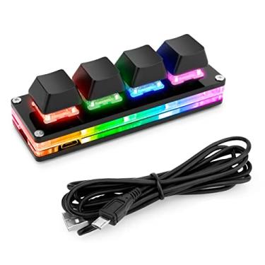 Imagem de Ecarke Teclado OSU preto para jogos com 4 teclas, teclado USB mini 4 teclados mecânicos para jogos PC teclados macro de programação com software OSU HID teclado padrão. (Upgrade Cherry Shaft e RGB LED)