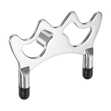 Imagem de PATIKIL Cabeça de ponte de bilhar, garfo baixo para tacos de sinuca, acessórios de bilhar de metal rosqueados com mangas de borracha para mesa de sinuca, prateado