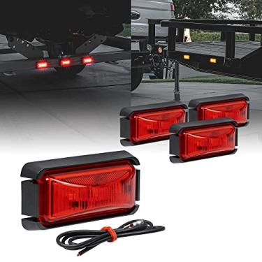 Imagem de 4 peças de 6,35 cm de LED vermelho com bisel preto [DOT FMVSS 108] [SAE P2PC] [Montagem na superfície] [impermeável IP67] luzes de marcador lateral para caminhão de reboque