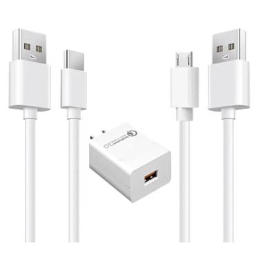 Imagem de Made/Designed for Amazon, 6FT Micro USB Cable Cord Wire & AC Block Wall Adapter Fast Charger for Amazon Kindle Paperwhite, Oasis & Kindle Kids E-Readers (White)