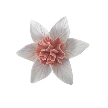 Imagem de Flor de laranjeira, arte de parede de flores de cerâmica de 7 cm, decoração de parede de flor artificial 3D, escultura de parede feita à mão, decoração de parede de flor de porcelana para casa,