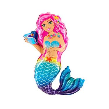 Imagem de Balão de Festa Metalizado 46'' 117cm - Sereia - 1 unidade - Rizzo - Me