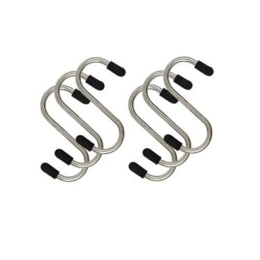 Imagem de Kit 06 Ganchos S Aço Inox Utensílios Cozinha Suporte Barra - Kehome